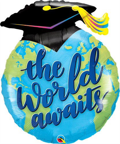 Qualatex Mylar & Foil The World Awaits Graduation 36″ Balloon