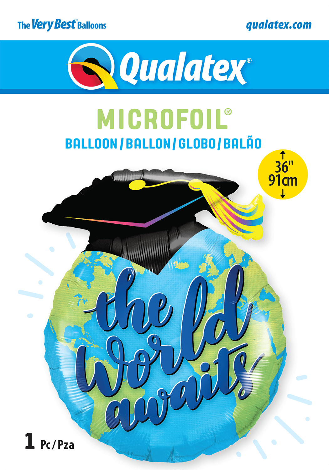 Qualatex Mylar & Foil The World Awaits Graduation 36″ Balloon