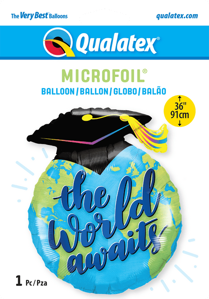 Qualatex Mylar & Foil The World Awaits Graduation 36″ Balloon