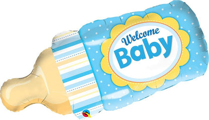 Qualatex Welcome Baby Bottle Blue (Write Name with Marker) 39″ Balloon