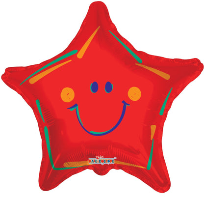 red SV Red Smiley Star 18″ Foil Balloons by Convergram from Instaballoons