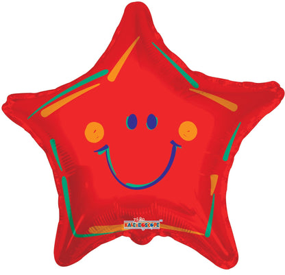 red SV Red Smiley Star 18″ Foil Balloons by Convergram from Instaballoons