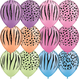Safari Neon Assorted 11″ Latex Balloons by Qualatex from Instaballoons