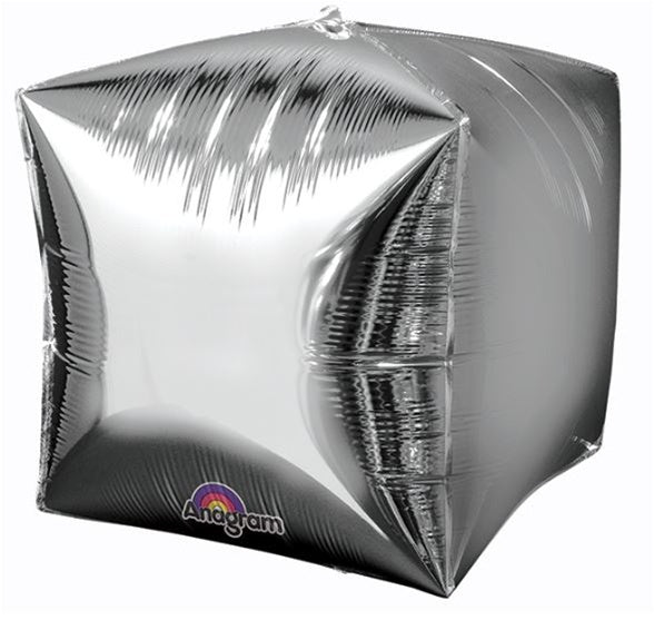 SILVER - CUBEZ - Dimensional Foil Balloon (Pkg of 3) - Anagram