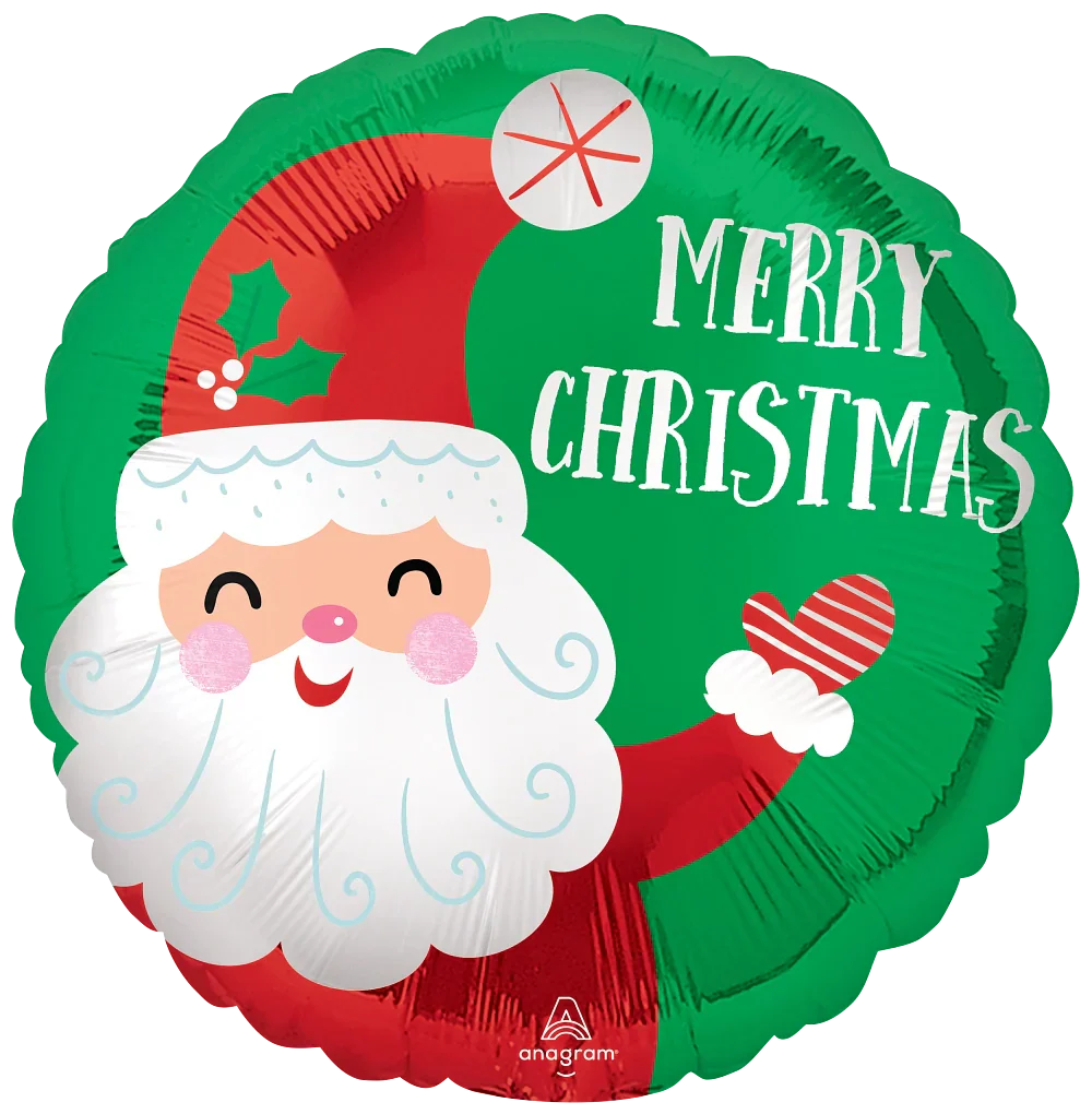 Smiley Santa Satin 18″ foil Balloon by Anagram from Instaballoons