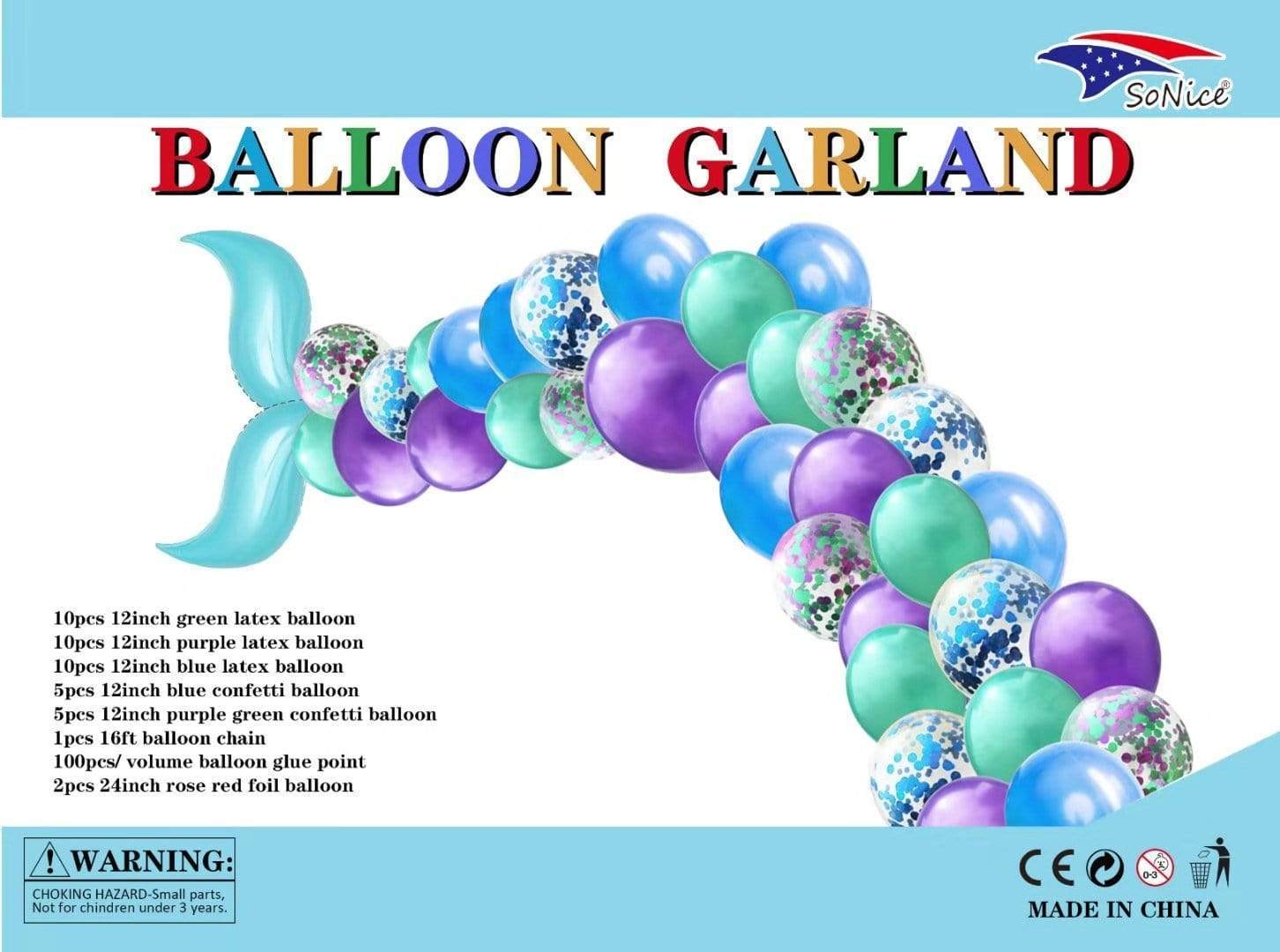 SoNice Latex Turquoise Mermaid Balloon Garland Latex Balloon