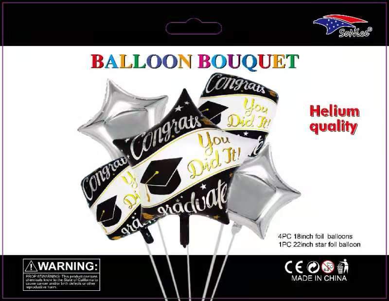 SoNice Mylar & Foil Congrats Grad Graduation Star Bouquet Kit
