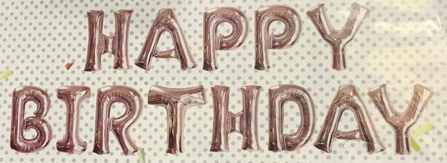 SoNice Mylar & Foil Rose Gold Happy Birthday 16" Balloon Banner Kit