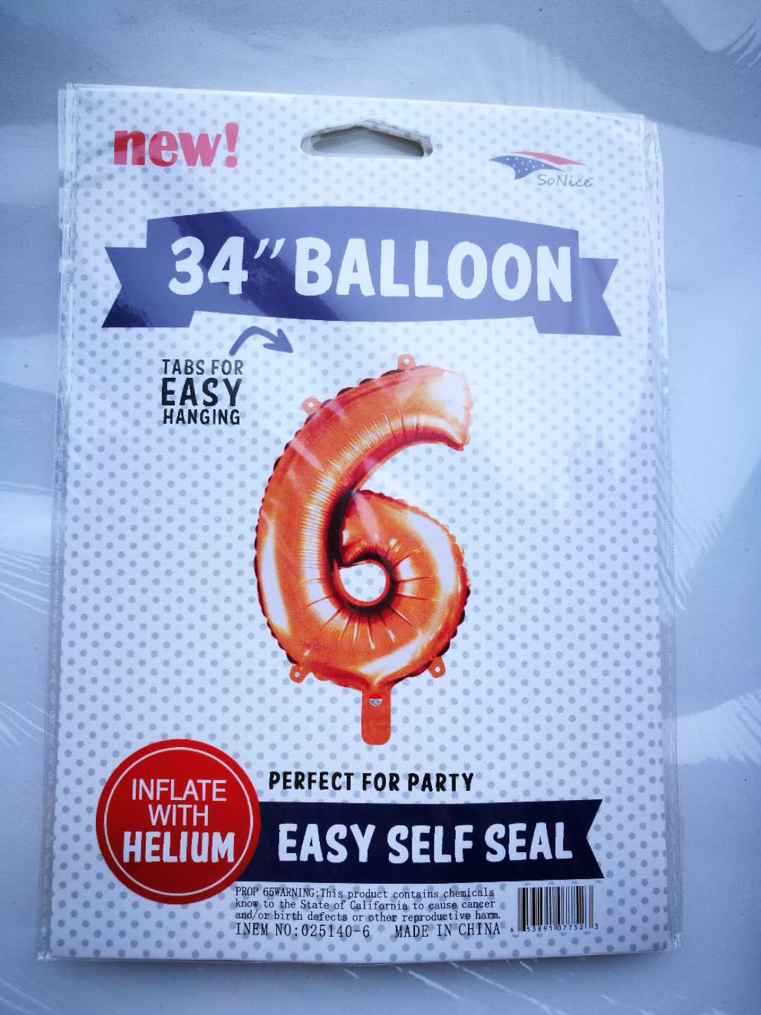 SoNice Mylar & Foil Rose Gold Number 6 34″ Balloon