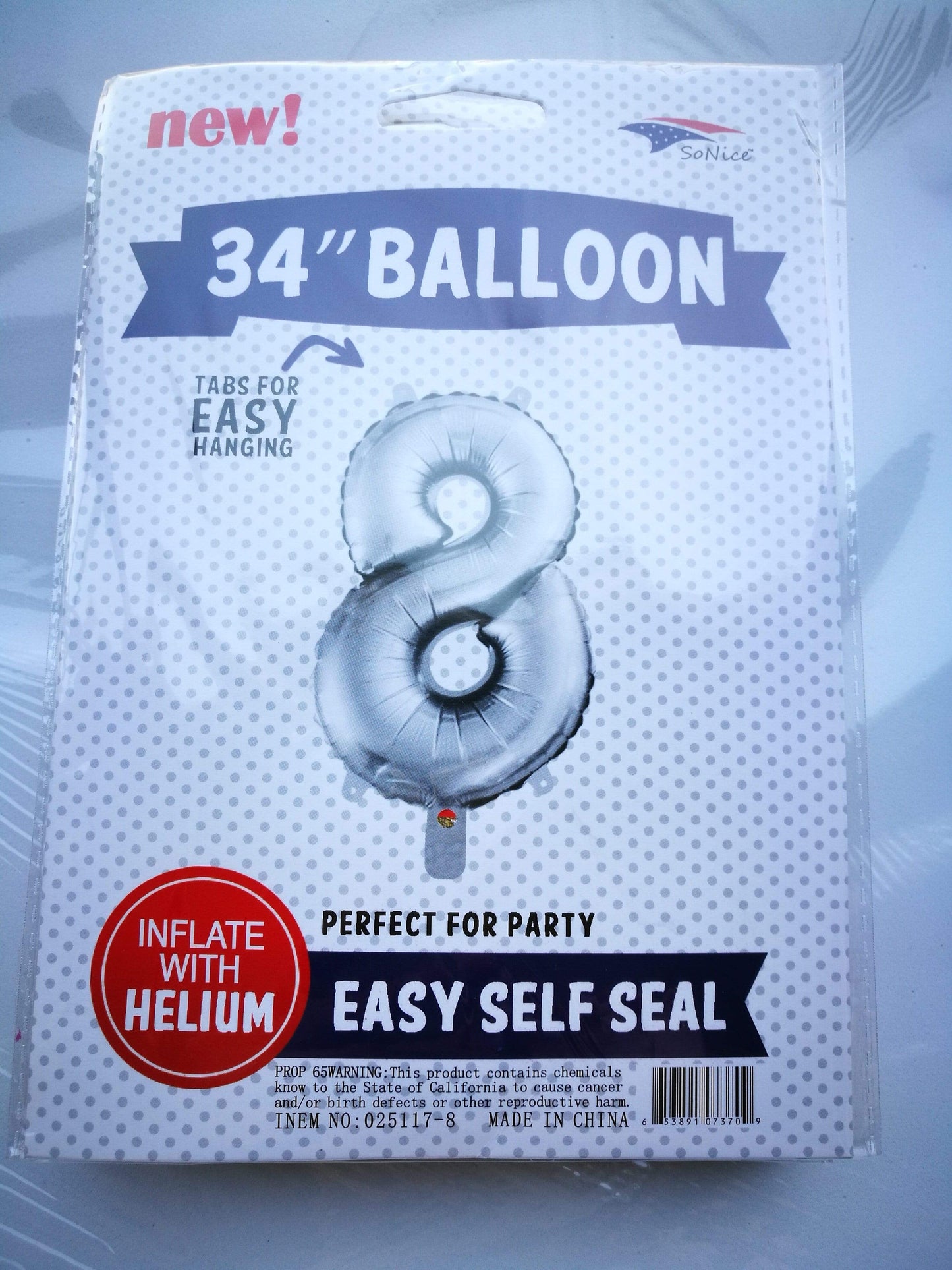 SoNice Mylar & Foil Silver Number 8 34″ Balloon