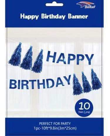 SoNice Party Supplies Royal Blue Happy Birthday Banner with Tassels