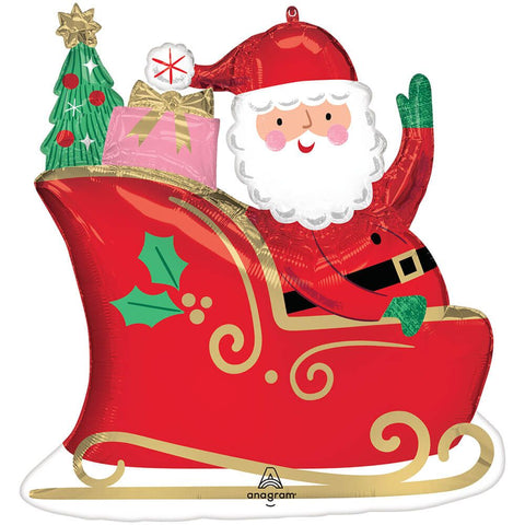 Starry Night Santa Sleigh 27″ Foil Balloon by Anagram from Instaballoons