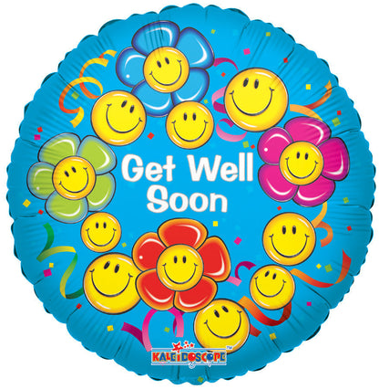 SV Get Well Smiling Flowers 18″ Foil Balloon by Convergram from Instaballoons