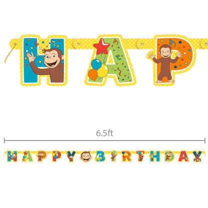 6.5ft Curious George Jointed Happy Birthday Banner