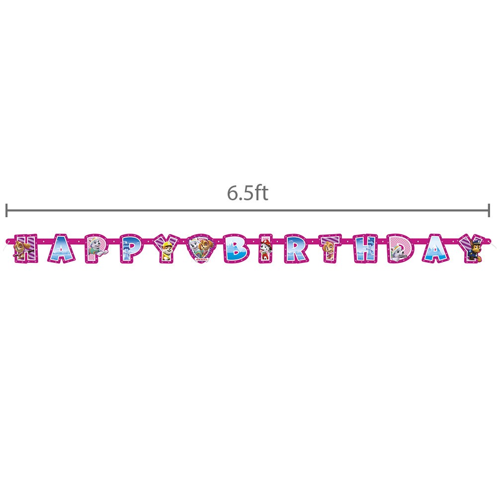 6.5ft Paw Patrol Girl Jointed Happy Birthday Banner
