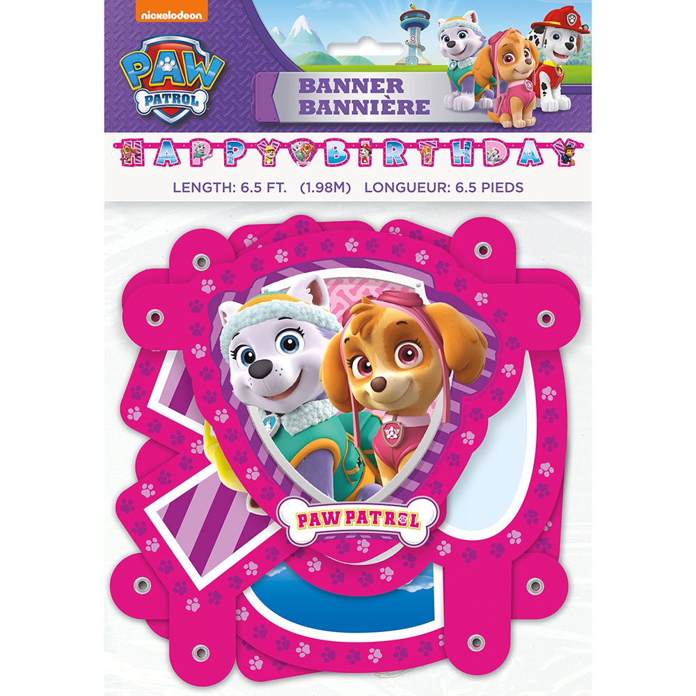 6.5ft Paw Patrol Girl Jointed Happy Birthday Banner
