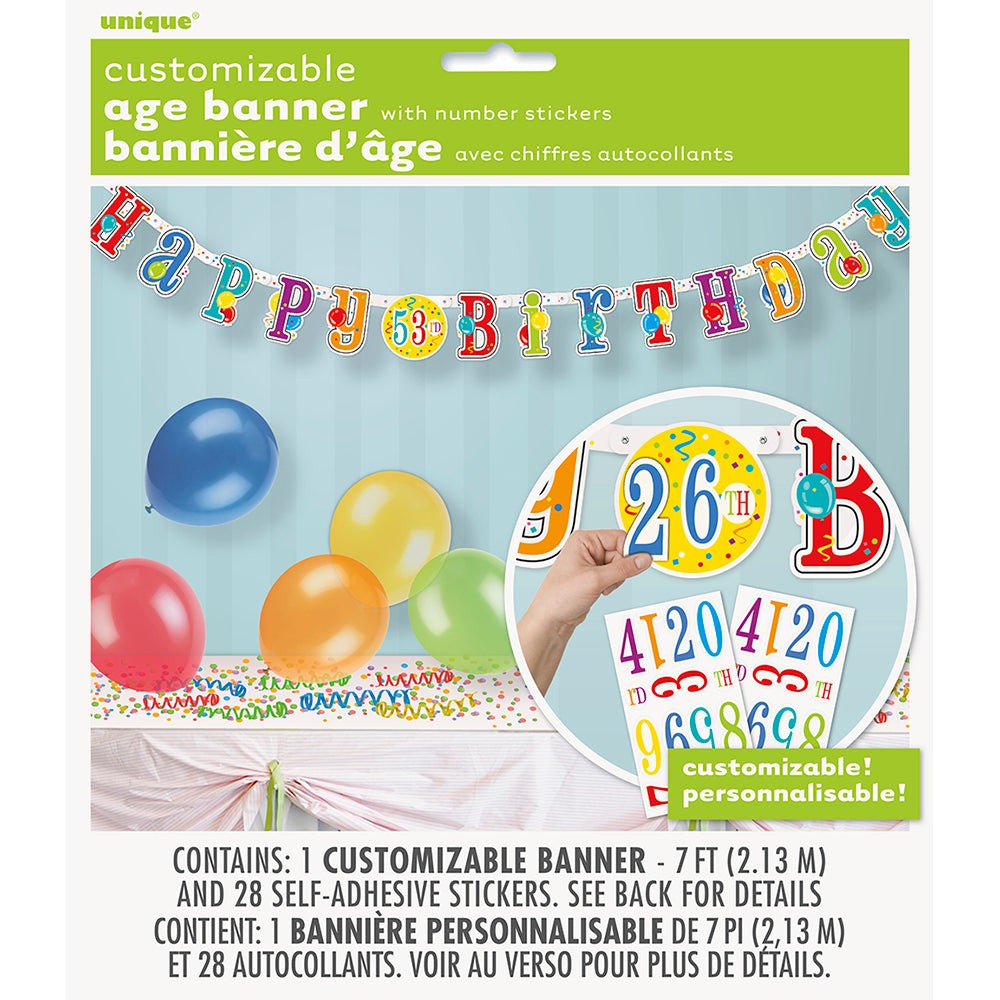 7ft Happy Birthday Jointed Banner With Stickers