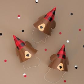 Unique Bear Plaid Lumberjack Party Hats (8 count)