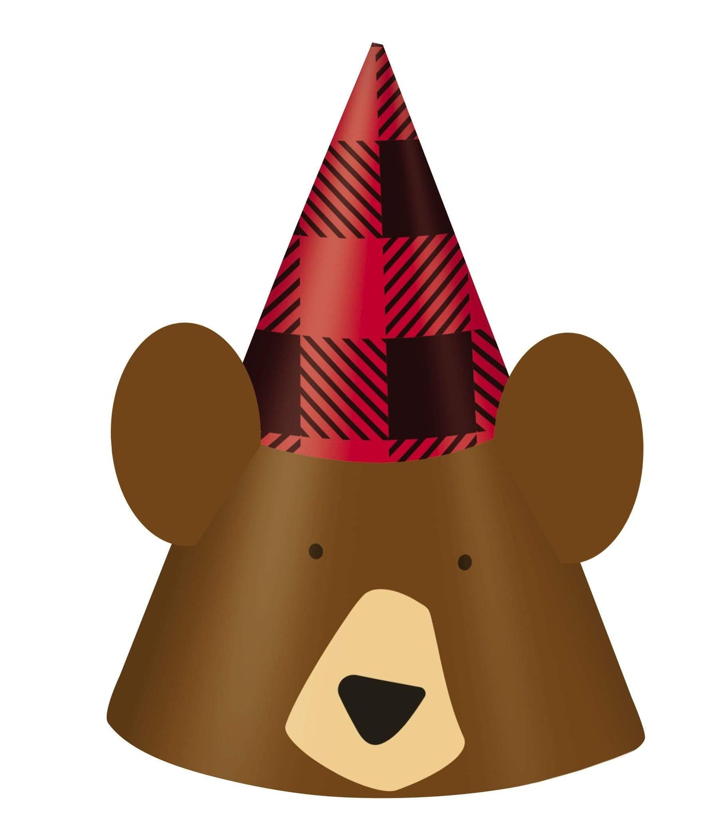 Unique Bear Plaid Lumberjack Party Hats (8 count)