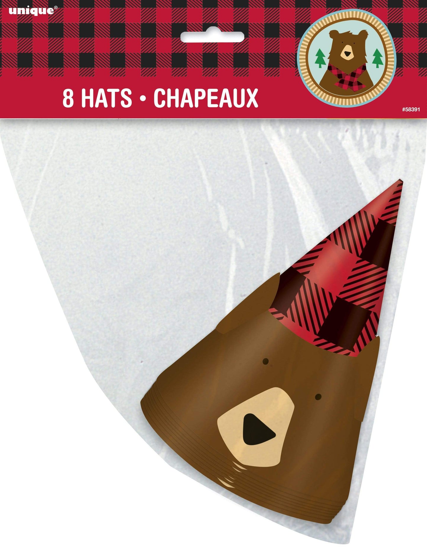 Unique Bear Plaid Lumberjack Party Hats (8 count)