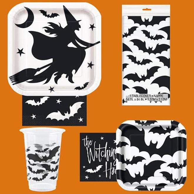 Unique Black Bats Halloween Square Dessert Plates 7″ (10 count)