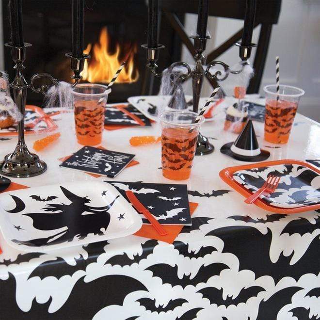 Unique Black Bats Halloween Square Dessert Plates 7″ (10 count)