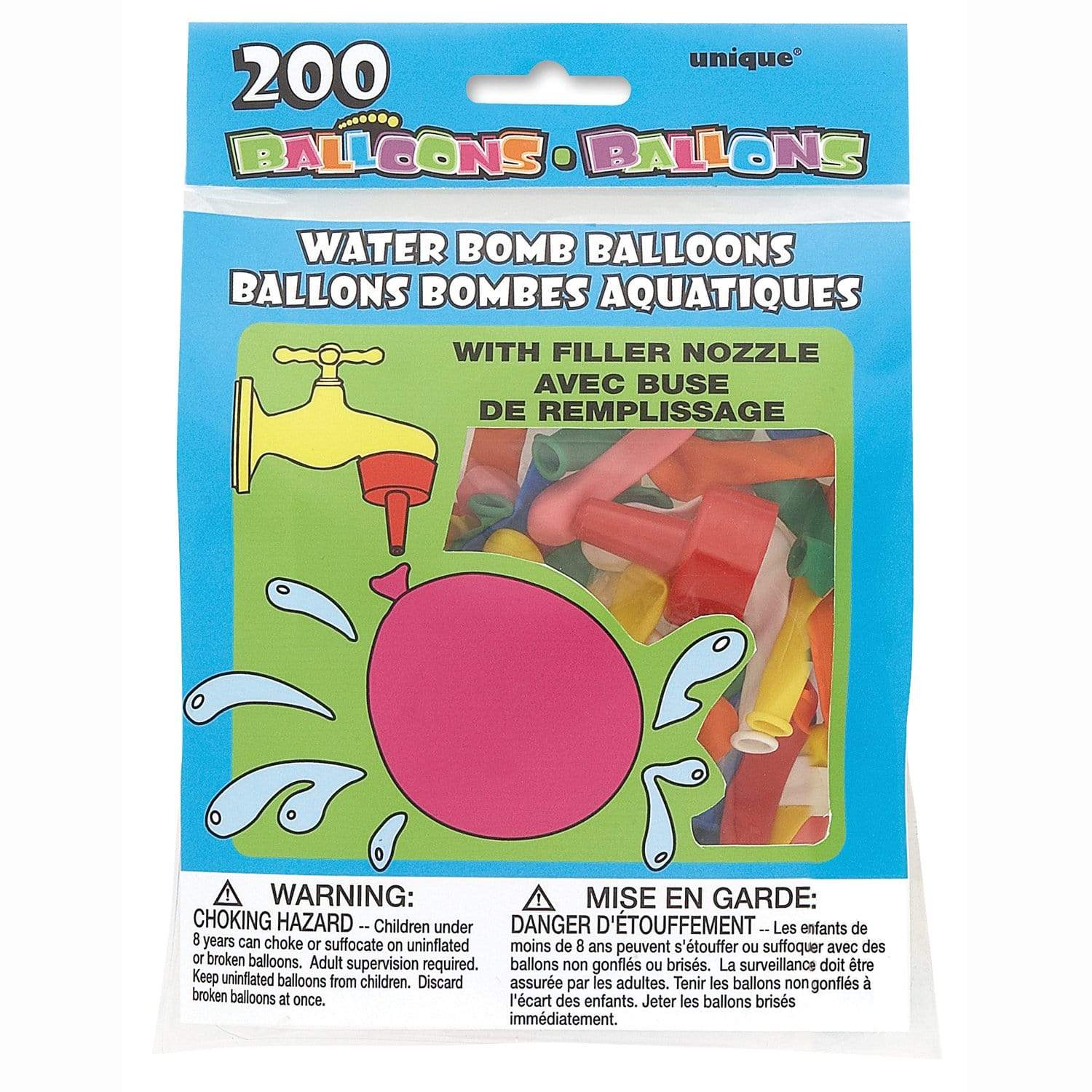 Unique Latex 200 Water Bomb Balloons & Nozzle