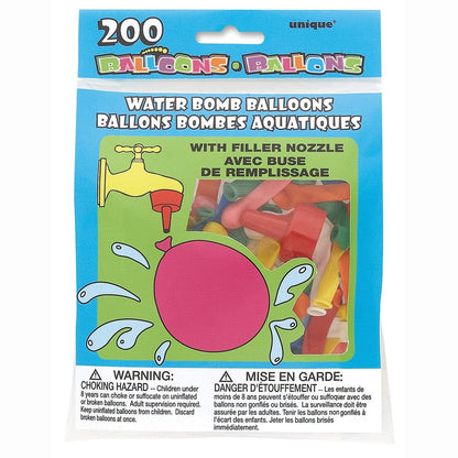 Unique Latex 200 Water Bomb Balloons & Nozzle