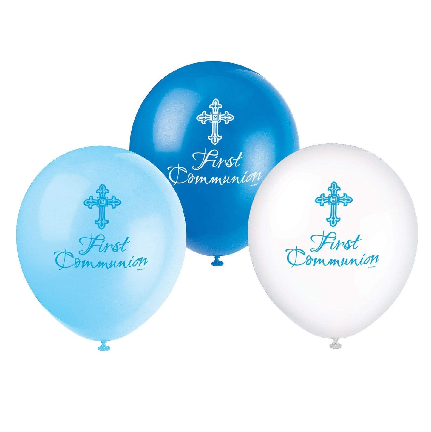 Unique Latex Blue First Communion with Cross 12" Latex Balloons (6 count)