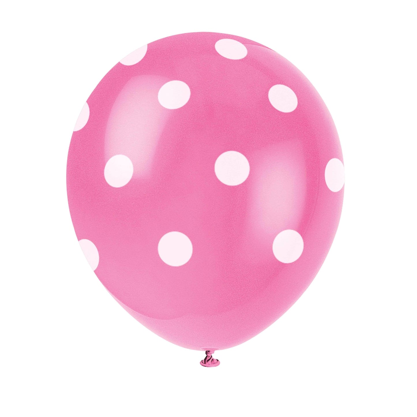 Unique Latex Hot Pink 12" Latex Balloons With Polka Dots (6)