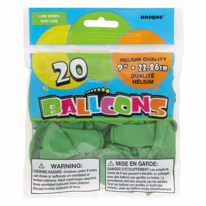 Unique Latex Lime Green 9″ Latex Balloons (20 count)