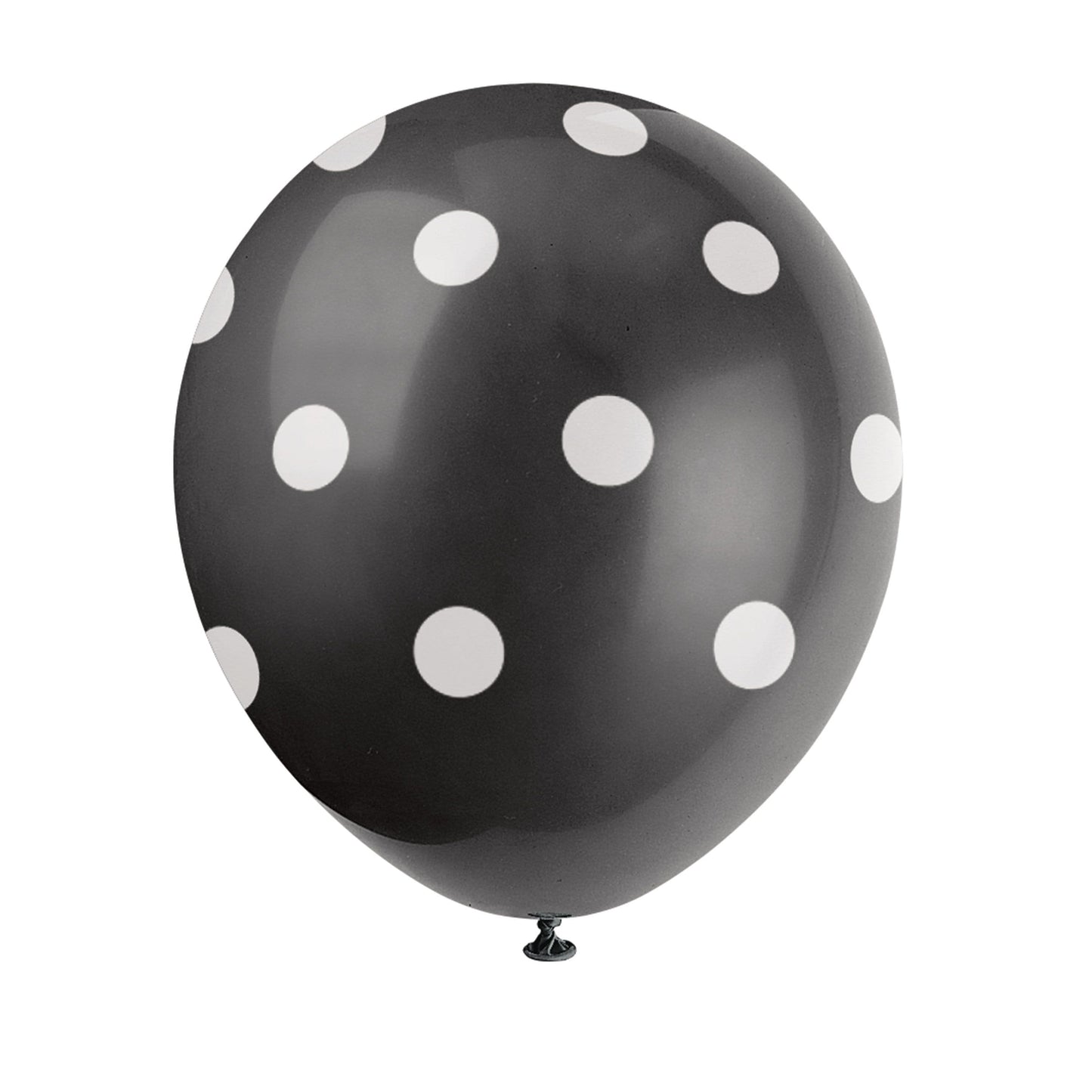 Unique Latex Midnight Black 12" Latex Balloons With Polka Dots (6)