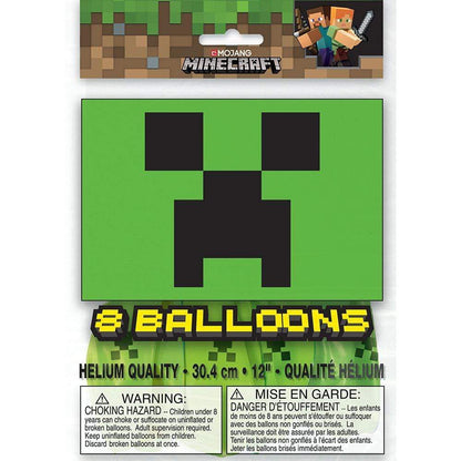 Unique Latex Minecraft 12" Latex Balloons (pack of 8)