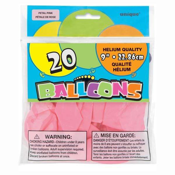 Unique Latex Petal Pink 9″ Latex Balloons (20 count)