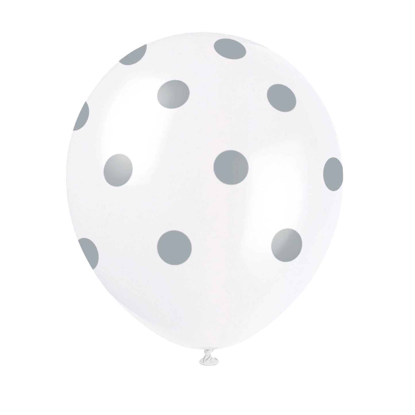 Unique Latex Silver 12" Latex Balloons With Polka Dots (6)