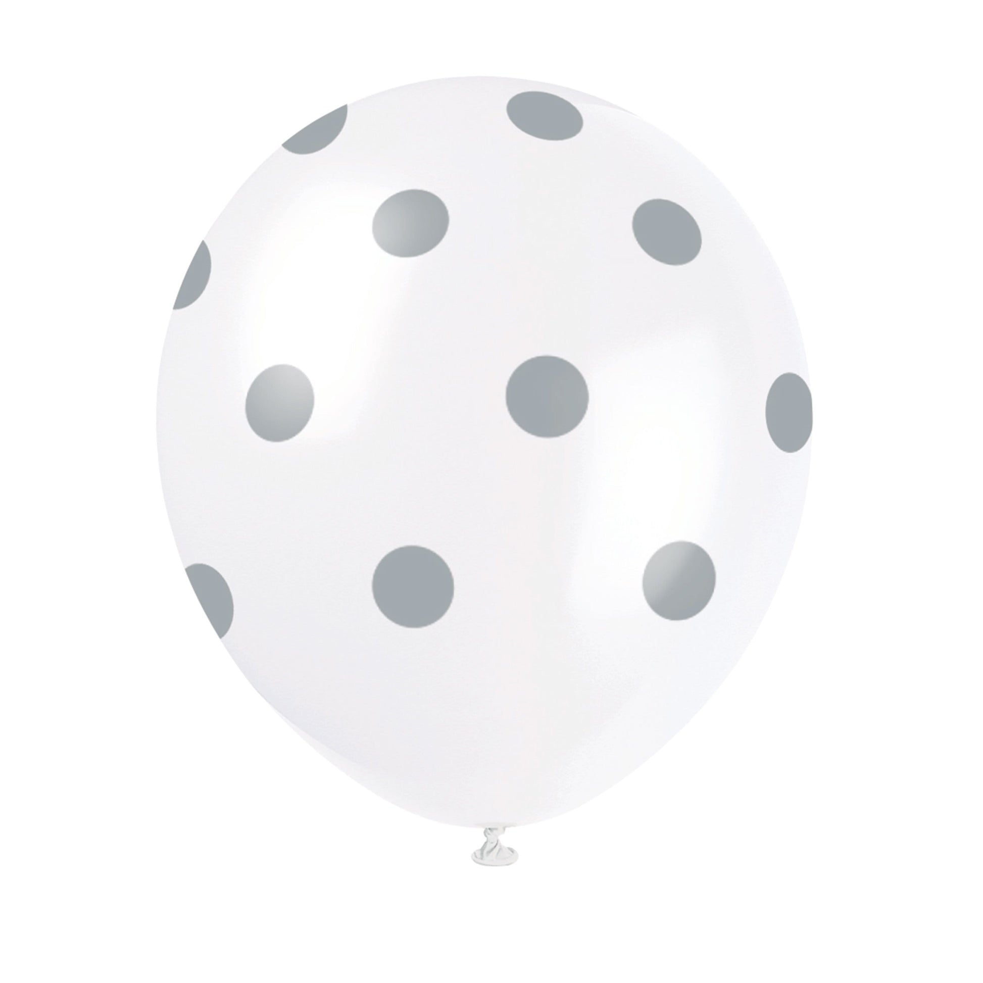 Unique Latex Silver 12" Latex Balloons With Polka Dots (6)