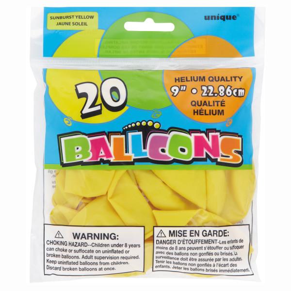 Unique Latex Sunburst Yellow 9″ Latex Balloons (20 count)