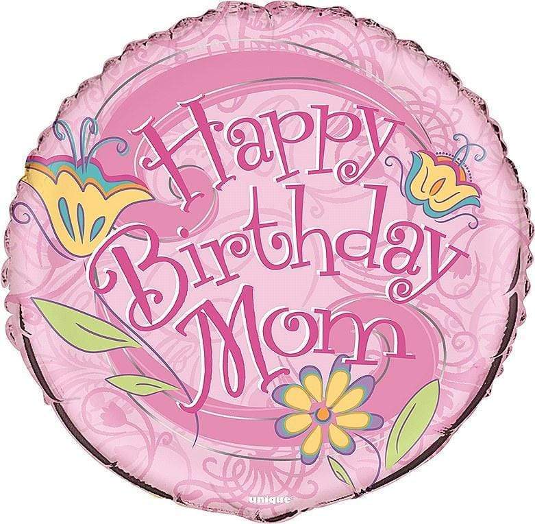 Unique Mylar & Foil Floral Birthday Mom 18″ Balloon