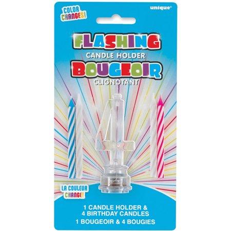 Unique Party Supplies #4 Flashing Candle Holder  (5 count)