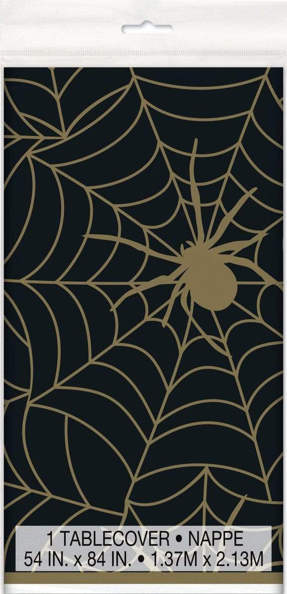 Unique Party Supplies Black & Gold Spider Web Plastic Table Cover