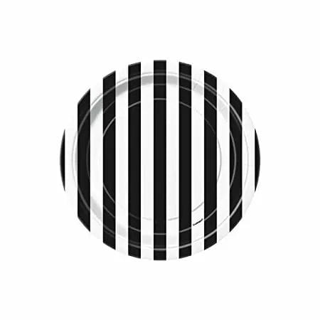 Unique Party Supplies Black Stripes Plates 7″