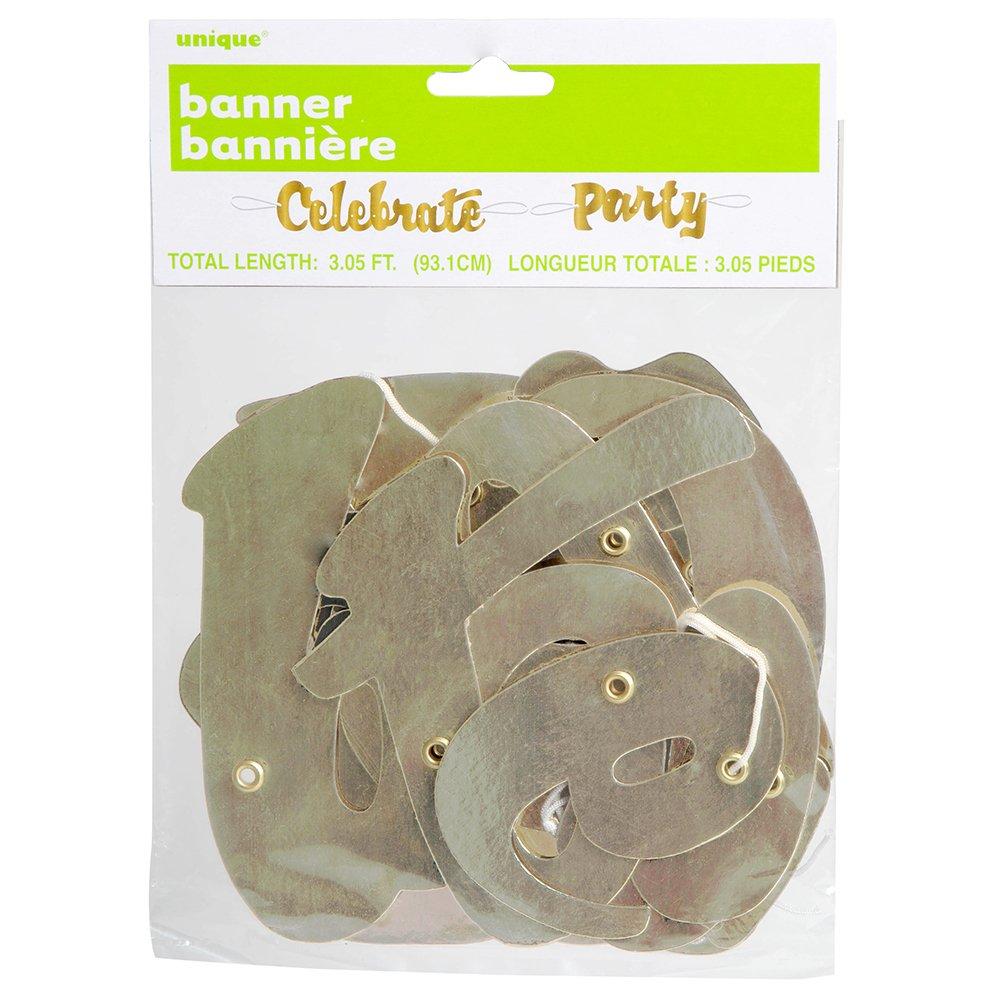 Unique Party Supplies Celebrate and Party Gold Script Banner Set