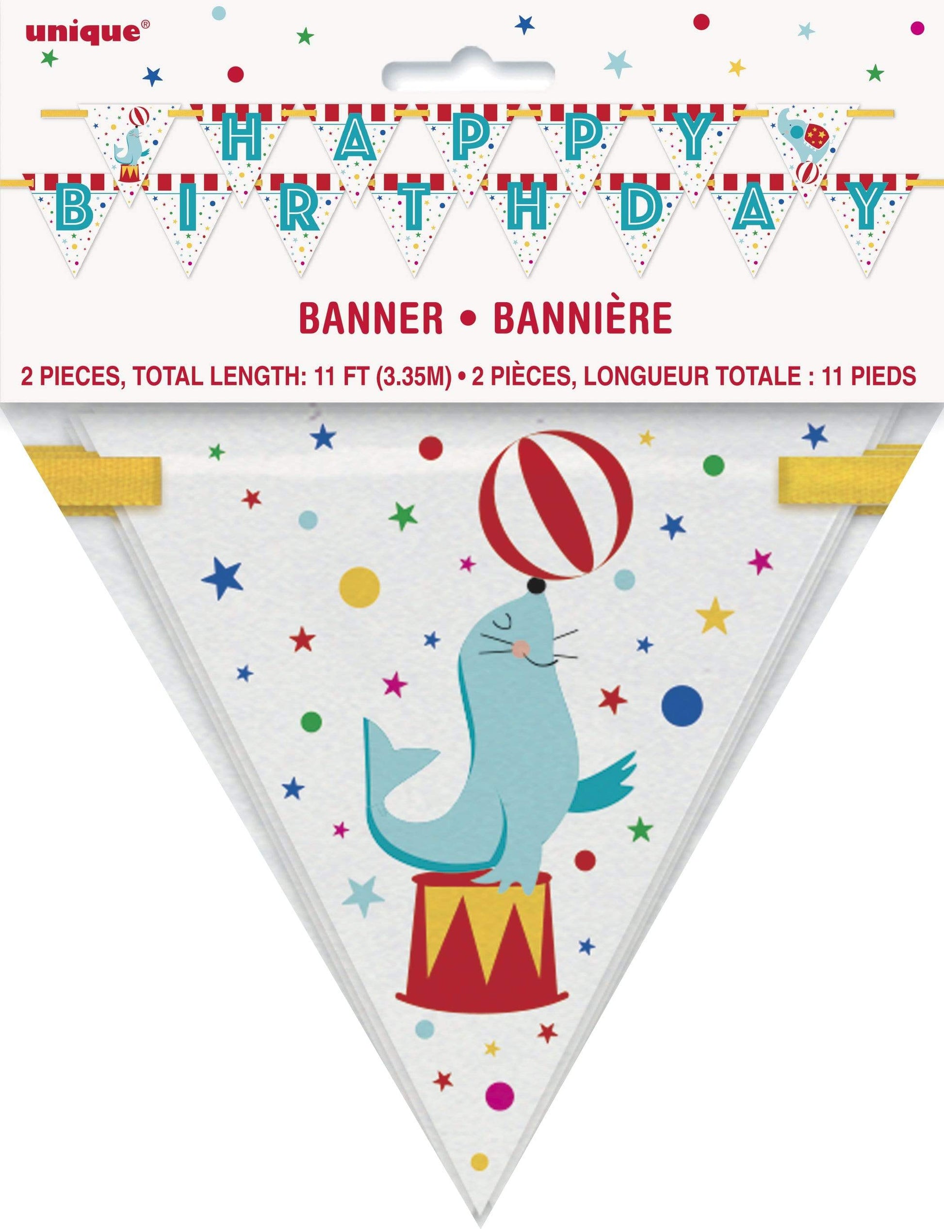 Unique Party Supplies Circus Carnival Happy Birthday Flag Banner