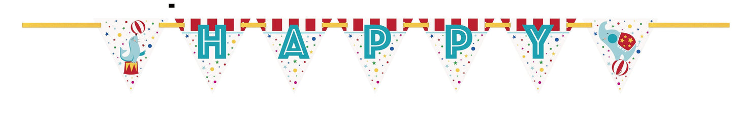 Unique Party Supplies Circus Carnival Happy Birthday Flag Banner
