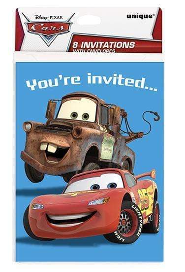 Unique Party Supplies Disney Cars Invitations (8 count)