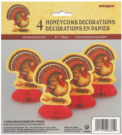 Unique Party Supplies Festive Turkey Honeycomb Decorations
