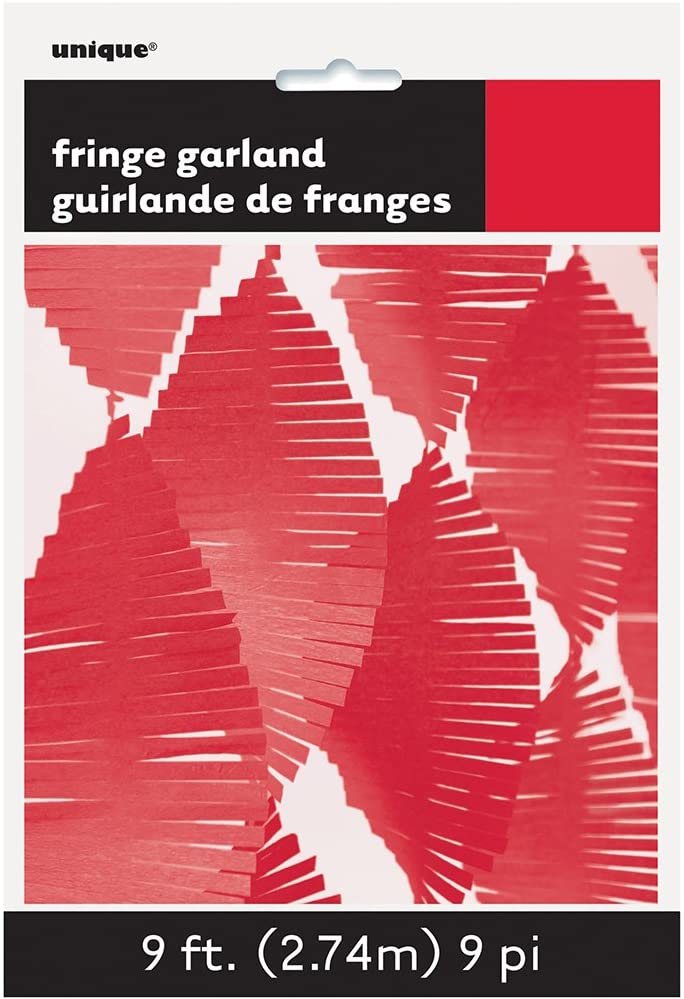 Unique Party Supplies Fringe Tissue Garland Ruby Red