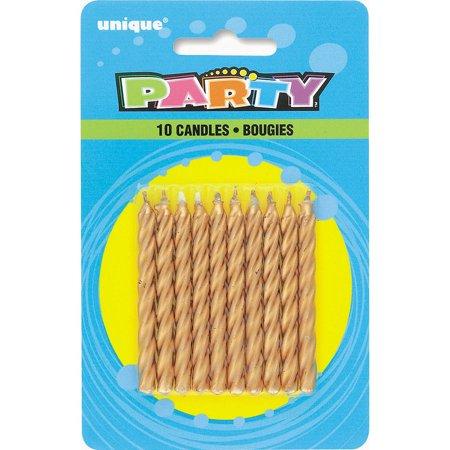 Unique Party Supplies Gold Spiral Candles (10 count)