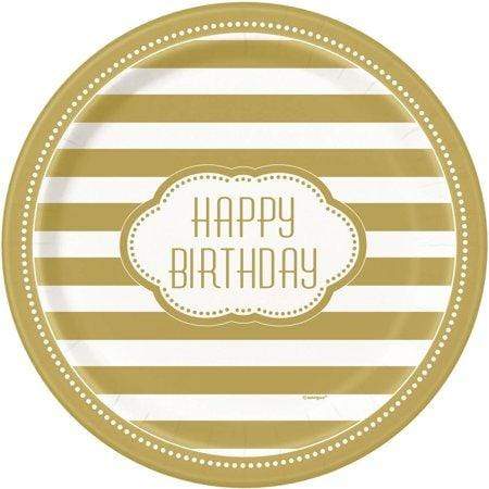 Unique Party Supplies Golden Bday Plates 9″ (8 count)