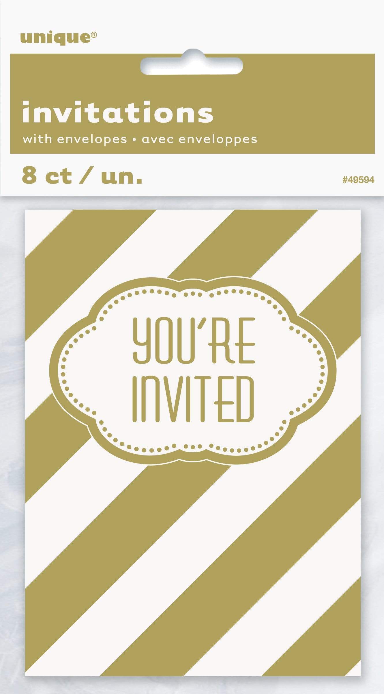 Unique Party Supplies Golden Birthday Invitations (8 count)